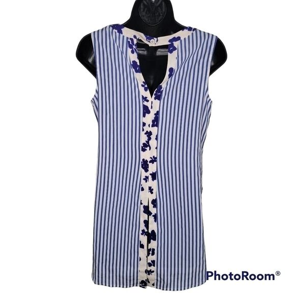 Cabi floral & stripes shirt tail hem tank top cami size xs - Picture 3 of 5